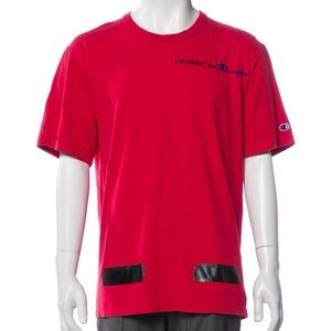 Off white x champion red tee size M